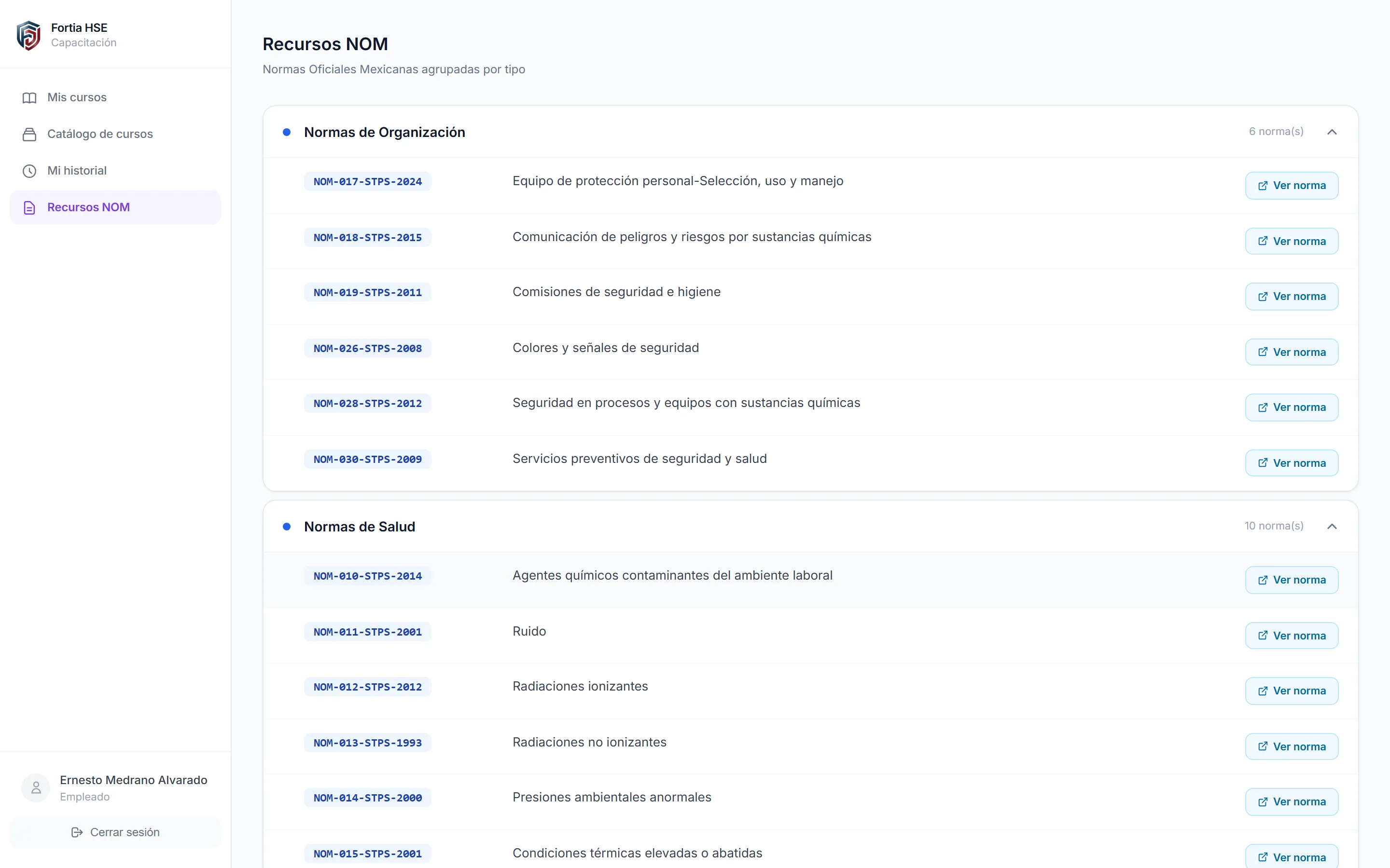 Recursos NOM del empleado